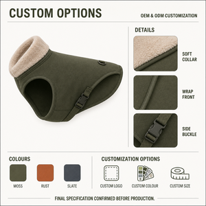Manteau d'hiver pour chien, couleur unie, doublure en polaire, gilet réglable pour chiens - Product Image 2