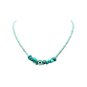 Collar de Piedra del Ojo Turco con Cuentas de Turquesa, Cadena para Clavícula, Estilo Bohemio, Uso Diario - Product Image 5