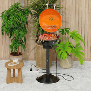 Electric Grill 17-Inch Round Apple Shape Smokeless Indoor Outdoor BBQ Home Use - Product Image 1