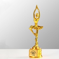 Trophées et récompenses personnalisés d'ange de femmes de danse en métal doré Prix de musculation avec base en cristal noir