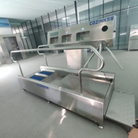 Estación de Higiene con Control de Acceso Obligatorio, Lavamanos de Inducción y Lavador de Botas Motorizado
