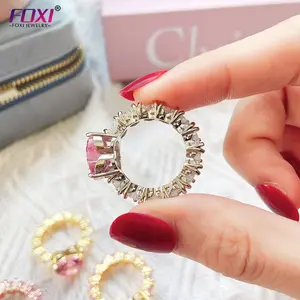 2024 Mới Thời Trang Đồ Trang Sức Phụ Kiện Nhẫn Hình Trái Tim Cubic Zirconia Nhẫn 18K Mạ Vàng Vòng Trái Tim Cho Phụ Nữ