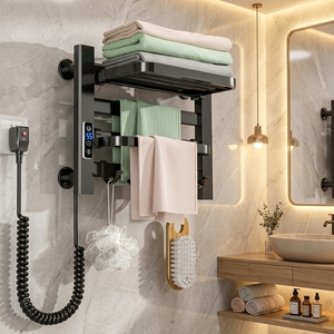 Sèche-serviettes électrique de salle de bain étanche IPX5 à 4 barres larges avec minuterie et contrôle de température - Product Image 1