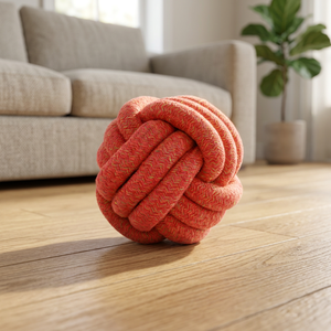 Palla Giocattolo da Masticare Jumbo Rossa Sunshine per Animali Domestici, Uso Interno, in Cotone Riciclato e Biodegradabile, Non Tossico - Product Image 3