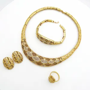 Conjunto de joyería nupcial india, joyería exquisita, mk, Conjunto Clásico de oro blanco
