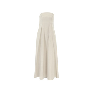 Robe longue sans bretelles en lin pour femme, dos nu, taille haute, fluide, pour les vacances et la plage, été 2026 - Product Image 5