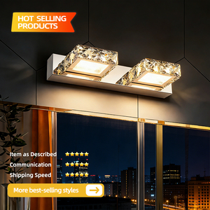 Modern Aluminum Alloy Wall Lamp with Crystal Shade Warm White LED <b>Light</b> for Bathroom Surface Mounted E27 Bulb Base - Product Image 3