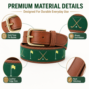 Cinturones de Golf para Hombre Tejidos con Cinta de Lona y Cuero Genuino de Diseño a la Moda ODM OEM - Product Image 2