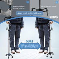 Canne de marche réglable avec base à 4 branches pour une stabilité accrue, canne pliable pour personnes âgées, deux poignées, canne à quatre points