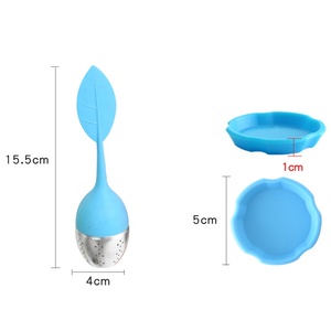 Ingrosso in acciaio inox infusore di tè con forma di foglia di Silicone manico sfuso foglia filtro da tè - Product Image 4
