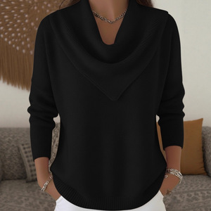 Pull à manches longues de couleur unie pour femme, coupe ample, haut d'automne et d'hiver, rouge, S M L XL XXL 3XL 4XL - Product Image 5