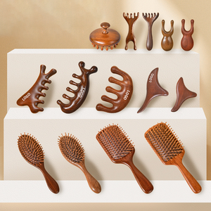 Peine de madera de sándalo Dericsson Mini para masaje capilar con mango de madera, logotipos personalizados, hecho en China, modelo 5-28-01 - Product Image 2