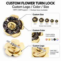 Kancing Kunci Tas Logam Bentuk Bunga Plum Enamel Emas Mengkilap, Model Alloy FloralPlum, untuk Tas Tangan, Custom OEM