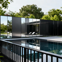 Panneau composite en aluminium (ACP) imperméable et ignifuge de 4 mm, design miroir noir, revêtement mural extérieur, façade pour usage hôtelier, Chine