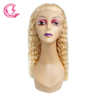 Perruque sans colle CLJhair 13X4 French Wave brésilienne avec dentelle transparente 613, 100% cheveux humains vierges, densité 180%, double tirage