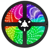 Bande LED RVBIC adressable USB 5V IP20 WS2812B, 5M de long, 30-144 LED/m, flexible, contrôle numérique intelligent, dimmable pour entrepôt