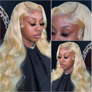 Perruque Lace Front 13x4 Blonde Ondulée de 36 Pouces, Dentelle HD Transparente 13x6, Perruques de Cheveux Humains Pré-Pluckées 613 pour Femmes Noires - Product Image 6