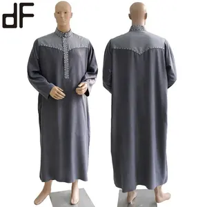 Haute qualité abaya élégant soudan hommes musulmans thobe brodé col jilabiya khaleeji thobe eid arabe caftan marocain thobe