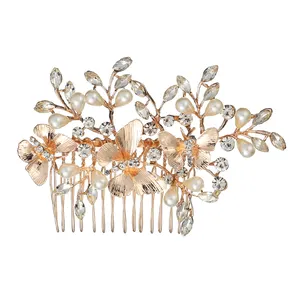 Classic Butterfly Rose Gold Color Hair Combs Wedding Jewelry Hair Accessories Bridal Hair Clips Headpieces
