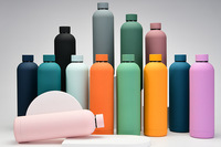 Bouteilles de sport à petite ouverture de 500 ml en acier inoxydable 304, avec revêtement en caoutchouc givré, bouteille d'eau portable, isolation personnalisée, thermos