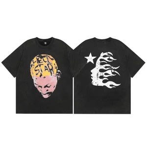 Camiseta de manga corta de algodón puro con efecto desgastado y ajuste holgado para hombre, estilo europeo-americano, de marca de moda transfronteriza. - Product Image 3