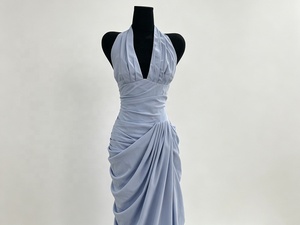 OUDINA Nuevo Vestido <span class=keywords><strong>de</strong></span> <span class=keywords><strong>Noche</strong></span> Elegante Halter con Hombros Descubiertos, Fruncido, con Abertura y Plisado, Largo y Ajustado para Fiesta y <span class=keywords><strong>Cóctel</strong></span> - Product Image 5