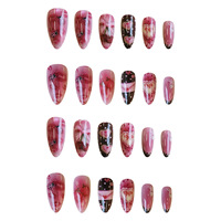 24 pièces de faux ongles romantiques pour la Saint-Valentin, luxe, sculpture 3D, avec motif cœur rouge, faits à la main