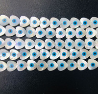 Perles en forme de cœur en coquillage naturel avec œil bleu et trou transversal et vertical pour accessoires de bijoux faits à la main
