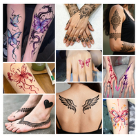 Kit de tatouage au henné temporaire naturel imperméable en gros GP, motifs colorés, nouveaux designs tendance, visage, corps, bras, jambes, mains