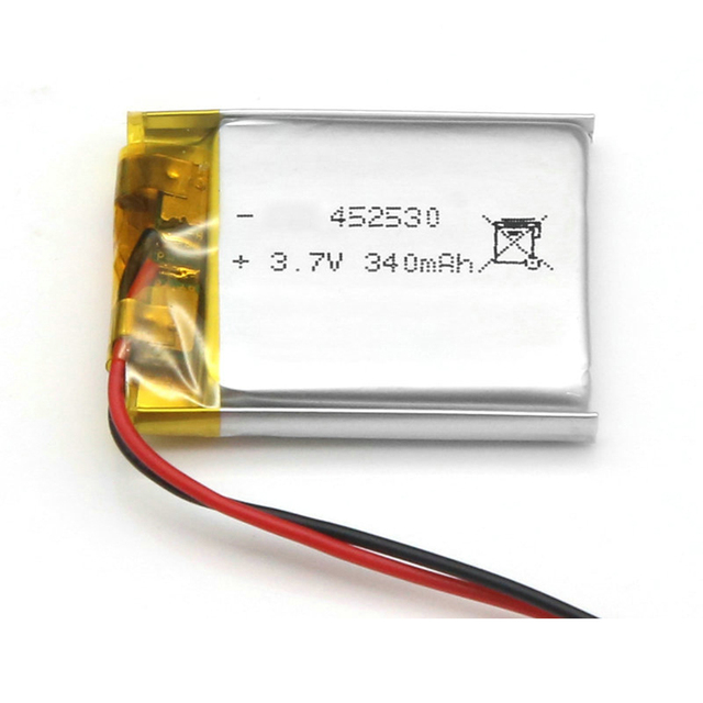 452530 3.7V 340mAh Ultra-Thin Polymer LiPo Battery for IoT Devices/Wearable Trackers/Hearing Aids Pouch Lithium Ion Batteries