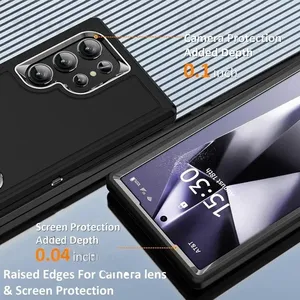 เคสสำหรับ <span class=keywords><strong>Samsung</strong></span> Galaxy S25 S26 Ultra S24 S23 S22 A56 A36 แบบเต็มตัว 3 in 1 กันกระแทก ป้องกันรอยขีดข่วนอย่างดี พร้อมขาตั้ง - Product Image 3