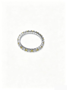 Women's S925 Sterling Silver Rhodium Plated High Quality Gemstone Classic Brilliant Cut <b>Yellow</b> Sapphire Ring for Everyday Wear - Product Image 1