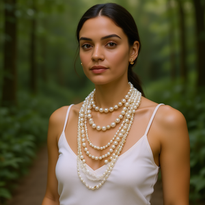 Collier classique pour femme, perles d'eau douce blanches multi-brins, fermoir plaqué or, acier inoxydable 316L, bijoux durables - Product Image 3