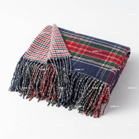 Couverture en laine tartan réversible 100% polyester, fabriquée sur mesure, douce au toucher, plaid décoratif pour cadeau ou décoration intérieure