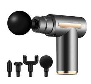 Precio barato de fábrica Mini pistola de masaje negra de mano con 6 velocidades y 4 cabezales de masaje Vibración de frecuencia rápida Masaje muscular corporal - Product Image 3