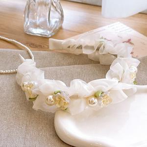 عصابة رأس شبكية من الدانتيل مع زهرة الياسمين، إكسسوار شعر للربيع والصيف، غطاء رأس نسائي - Product Image 2