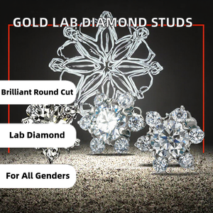 Ready to Ship for Gems MSE-322 18K Gold Round Brilliant Cut 1.02ct D VS2 Lab Grown Diamond Classic IGI Certified <b>Stud</b> <b>Earrings</b> - Product Image 2