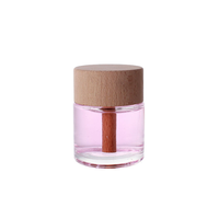 Flacon d'arôme rond vide de haute qualité 50 ml avec couvercle en bois, flacon de parfum pour voiture, désodorisant pour voiture, flacon de parfum pour voiture vide