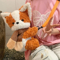 Sac à dos en peluche chiot mignon avec écharpe, sac en forme de caniche, sac à bandoulière animaux mignons Kawaii, jouet pour machine à griffes