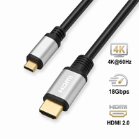 Solo Venta al Por Mayor, Cable Micro HDMI a HDMI 4K 60Hz 3D Chapado en Oro
