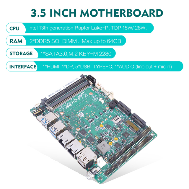 Industrial Motherboard M.2 2280 PCIe 5.0 SATA3.0 Dual DDR4/5 Onboard 12th 13th Gen Core Dual 2.5G LAN