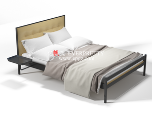 New Design Comfortable University Apartment Hostel Hotel Villa Wood Metal Frame Double <strong>Bed</strong> with <strong>Mattress</strong> <strong>Set</strong> - Product Image 2