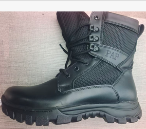 SFB116 Bottes tactiques montantes pour hommes, tige entièrement en cuir, tissu en nylon respirant, semelle extérieure en caoutchouc antidérapante, randonnée en plein air, travail - Product Image 2