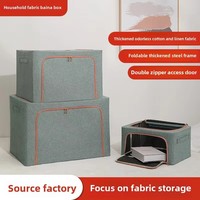 Tissu cationique grande capacité fermeture éclair armoire conteneur vêtements paniers à linge boîte pliable articles ménagers pour le stockage à domicile