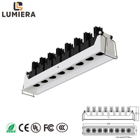 Nouveau design moderne minimaliste, éclairage linéaire LED encastré anti-éblouissement 16W/20W/24W, spot carré multi-têtes, grille réglable