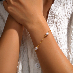 Pulsera de Perlas de Plata 925 de Lujo CANNER, Cadena de Eslabones Tipo Clip, Pulseras de Perlas Figaro para Mujer, Joyería de Oro de 18K - Product Image 2