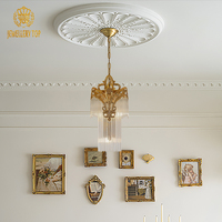 Bijouterie Luminaire suspendu en laiton antique Hôtel Villa Lobby Centro De Mesa Luces Lustre décoratif en cristal de bronze