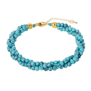 Pulsera de Cuentas Finas de Turquesa con 3 Hileras de Piedras Naturales Retorcidas WENCHI TWB811 - Product Image 2