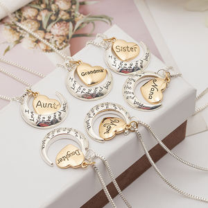 Collar familiar con forma de corazón y Luna para mujer, joyería personalizada, regalo especial para madre, hija, abuela, hermana y abuela - Product Image 3
