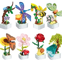 Ensemble de blocs de construction de fleurs DIY, mini briques, puzzle 3D, modèle créatif de fleurs, jouet d'assemblage, décoration de bureau, cadeau pour enfants et adultes